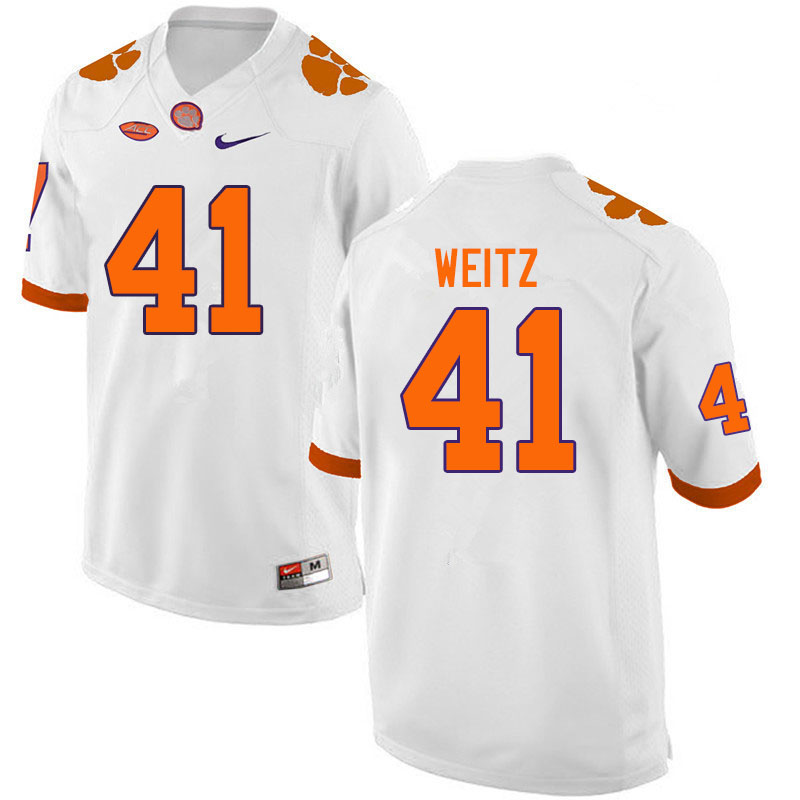 Men #41 Jonathan Weitz Clemson Tigers College Football Jerseys Sale-White - Click Image to Close